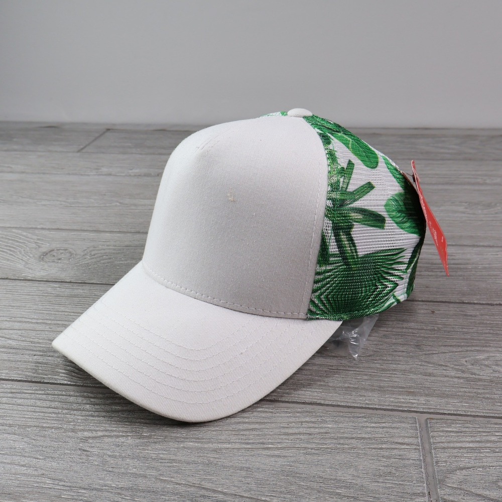 American Needle Tropical Palm Mesh Trucker Hat White Green Snapback